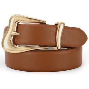 Women Brown Leather Belt Triworks Equestrian Buckle 47" Long Fits Waist 28"-37"